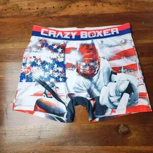 NWOT deadstock Crazy Boxer Hockey patriotic theme US flag. Large